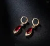 Collier boucles d'oreilles ensemble bijoux en argent tibétain classique Vintage rubis boucle d'oreille/collier fête grenade couleur or rose cristal rouge