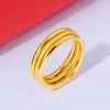 Wedding Rings Simple Style Women Men Lover Couple Ring Yellow Gold Filled Solid Smooth Band Gift 1pcs