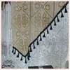 Curtain Knitted Cotton Thread Butterfly With Retro Green Lace Coffee Curtains For Door Kitchen Room Decor Triangular