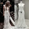 Chic Lace Boho Wedding Dress 2023 Elegant Mermaid Country Cap Sleeve Wedding Dresses For Bride Bohemian V Neck Princess Bridal klänningar Garden Vestido de Noivas