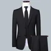 Costumes pour hommes Blazers Haute Qualité Blazer Gilet Pantalon Hommes Simple Affaires Élégant Mode Entretien D'embauche Gentleman Costume Slim 3 pièces Costume 230303