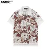 Designer masculino de manga curta camisa masculina férias amirs pequena flor impressão casual moda masculina camisa terno polo