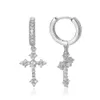 Jewelry earring dangle chandelier Silver needle inlaid with zirconium cross earrings Men's and women's earrings Street trendy hip-hop rap for men and women