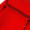 Kadın Örgüler 2023 Bahar Kırmızı hırka mahsul üst pist tasarımcısı kadınlar kısa örgü ceket lacivert yaka süveter ceket üstleri örgü