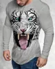 Мужские рубашки мужская рубашка хлопка с длинным рукавом топ тигр винтажная одежда o шее негабаритное стройное животное Harajuku Designer Clothing