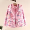 Coat Girls Camo Windbreakers 3 IN 1 Waterproof Hooded Raincoats Outdoor Sport Jacket For Kids Outerwear Autumn/Winter Wear