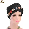 Roupa étnica Turbante Boné Ágata Diamante Jóias Colar Cachecol Bali Fio Envolto Cabeça Chapéu Cachecóis Lenço De Cabeça Para Mulheres Muçulmanas