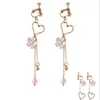 Bangle Pink Cherry Earrings Jewelry Blossom Series Pearl Tassel Heart B044