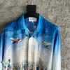 Mäns casual skjortor casablanca silktröja tokyo landskap plan japansk lutning långärmad skjorta T230303