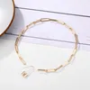 Choker Gothic Punk Paper Clip Link Chain Necklace For Women Miami Square Shape Thick Stylish Necklaces Jewelry