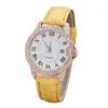 Montres-bracelets montre femmes loisirs Quartz poignet temps Faux cuir analogique diamant Simple horloge cadran montres Zegarek Damski A2