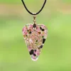 Colliers pendentifs Tourmaline Orgonite Collier Crystal Heart Cristaux de guérison pour la protection Emf Violet Flame Orgone GeneratorPendentif