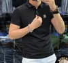 T-shirt da uomo Polo da uomo europea a maniche corte alla moda Polo da uomo in cotone di seta ghiaccio con risvolto a mezza manica Abbigliamento estivo casual da uomo