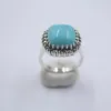 Cluster Rings Pure 925 Sterling Silver With Prong Set Natural Cushion Turquoise Ring For Woman Size From 5 To 12