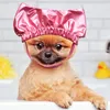 Köpek giyim evcil hayvan duş kapağı banyosu ayarlanabilir sabit kayış kulak koruması su geçirmez kediler için su geçirmez