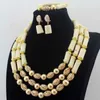 Necklace Earrings Set Luxury 3Layer White Coral Beads Costume Traditional Nigerian Wedding African Jewelry Free Ship HD8581