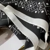 European Brand Silk Square Scarf Simple Black And White Hair Band Female Designer Scarves Popular Design Fashion Matching 100% Natural silk Spring Gift Couple Family