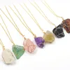 Irregular Crystal Stone Gold Silver Plated Pendant Necklaces Party Club Decor Fashion Handmade Jewelry For Women Girl