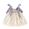 Meninas Meninas Mini Mini Vestido 2023 Verão Floral Lace Shorts 2 peças Roupas para bebê de 1 a 6 anos de idade