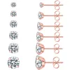 Boucles d'Oreilles Ensemble Hypoallergénique Zircon Cubique Acier Inoxydable 316L CZ 3-8mmStud