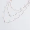 Chains Luxury Multi-Strand Floating Pearl Necklace Triple Layered White Station Thin Chain Pendant For Women Bridesmaid