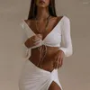 Casual Dresses Xiktop Sexy Hollow Out High Split Maxi Dress For Women Robe 2023 Spring Full Sleeve Ruch Club Party Long Vestido Wholesale