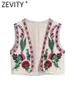 Damesjassen Zevity Dames Vintage Positie Bloemenborduurwerk Kort Vest Dames Nationale Stijl Patchwork Casual Vest Tops CT1395 230302