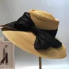 Cappelli a tesa avara Summer Bowknot Wide Thin Straw Braid Cupola Big Edge Hat Brand High End Parasole Natural