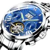 Нарученные часы WishDoit Top Brand Men Men Automatic Skeleton Watch Watch Многофункциональные водонепроницаемые календарные недели Механические бизнес -обычные часы