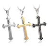 Pendentif Colliers Mode Punk Hommes Acier inoxydable Croix Christian Bible Psaume Collier Amulette Bijoux Accessoires