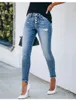 Damenjeans, mittlere Taille, zerrissene Jeans für Damen, modisch, hochelastisch, schmale Denim-Bleistifthose, Straße, Freizeithose, S-2XL, Drop Ship 230303