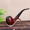 Smoking Pipes New red sandalwood curved hammer, pipe, sandalwood portable male smoking set, detachable wooden filter pipe