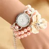 Strand Mode Femmes Étudiants Belle Marque Perle Quartz Bracelet Montre Dames Brithday Cadeau Montres 8 Brins Perlés