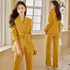 Women's Two Piece Pants Wholesale And Spot Japanese Korean Fashion Clothing Green Blue Autumn Winter Women's Business Suit 2 Pieces