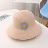 Hats 2-6y Kids Girls Solid Color Straw Hat Children Sun Bonnets Flower Bucket Lovely Little Shoulder Bag Pography Props