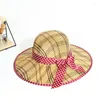 Sombreros de ala ancha, sombrero de sol tejido de verano para mujer, visera de rafia con lazo, plegable, de ala ancha, flexible, de paja de Panamá, para playa, con bloqueo Uv, CapWide