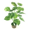 Fiori decorativi 70cm18 Foglia Artificiale Grande Ramo di palma Verde Grandi piante finte Plastica Banyan El Soggiorno Decorazioni per la casa di Natale