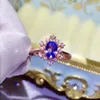 Cluster Rings Elegant Engagement Gift Top Quality Real And Natural Tanzanite 925 Sterling Silver Fine Jewelry