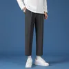 Mannen Broek Heren Koreaanse Mode Hip Hop Klassieke NinePoint Mannen Oversized Ademend Wijde Pijpen Casual Rechte Trouser2738 230303