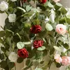 Decorative Flowers 1.8cm Artificial Peony Rose Cane False Flower Wall Hanging Garland Home Garden El Wedding Decoration Plastic