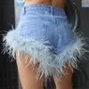 Kvinnors shorts bulkartiklar grossist kvinnor denim söt mode all-match byxor 2023 sommar fairy stil fjäder lady short jeans 8198