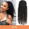 Water Wave Curly Drawstring Ponytail Human Hair Extensions for Black Women Full Natural kan worden gevlochten Pony Tail Hairpiece Remy Hair Ponytails Clip Ins 140G 4colors