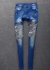 Women's Jeans Diamond Casual Denim Women Skinny Trousers Elastic Pencil 25-33