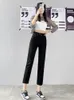 Damenjeans FIORDS Slim Skinny Beige Jeans Damen High Waist Vintage Push Up Jeans Easymatch Streetwear Korean Denim Knöchellange Hose 230303