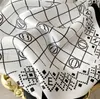 Bufandas de marca de diseñador clásico, bufanda de seda, diadema de lujo blanca y negra, estampado de moda, regalo con letras, 53x53cm