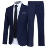 Mäns kostymer 2023 Trend Suit Two-Piece Male British Gentleman Hair Stylist Groom Wedding Formal For Men Jacket Full Blazer