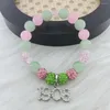 Strand sorority blandad färg glas pärla grekisk bokstav charm armband kvinnor mode smycken gratulerar gåva