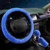 Steering Wheel Covers 3pcs/Set Warm Faux Wool Cover 38cm Fluffy Thick Auto Car Plush Soft Decoration