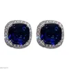 Stud Earrings Gorgeous Blue Cubic Zircon Temperament Square Shaped CZ Wedding Engagement Fashion Jewelry For Women