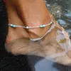 Fußkettchen Silber Geschenk Barfußkette Perlen Strand Stern Knöchelarmband Fußkettchen Schmuck am Bein Tornozeleira